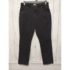 LL Bean Jeans Women's Black Classic Fit Denim Straight Leg High Rise 14PET 32x27